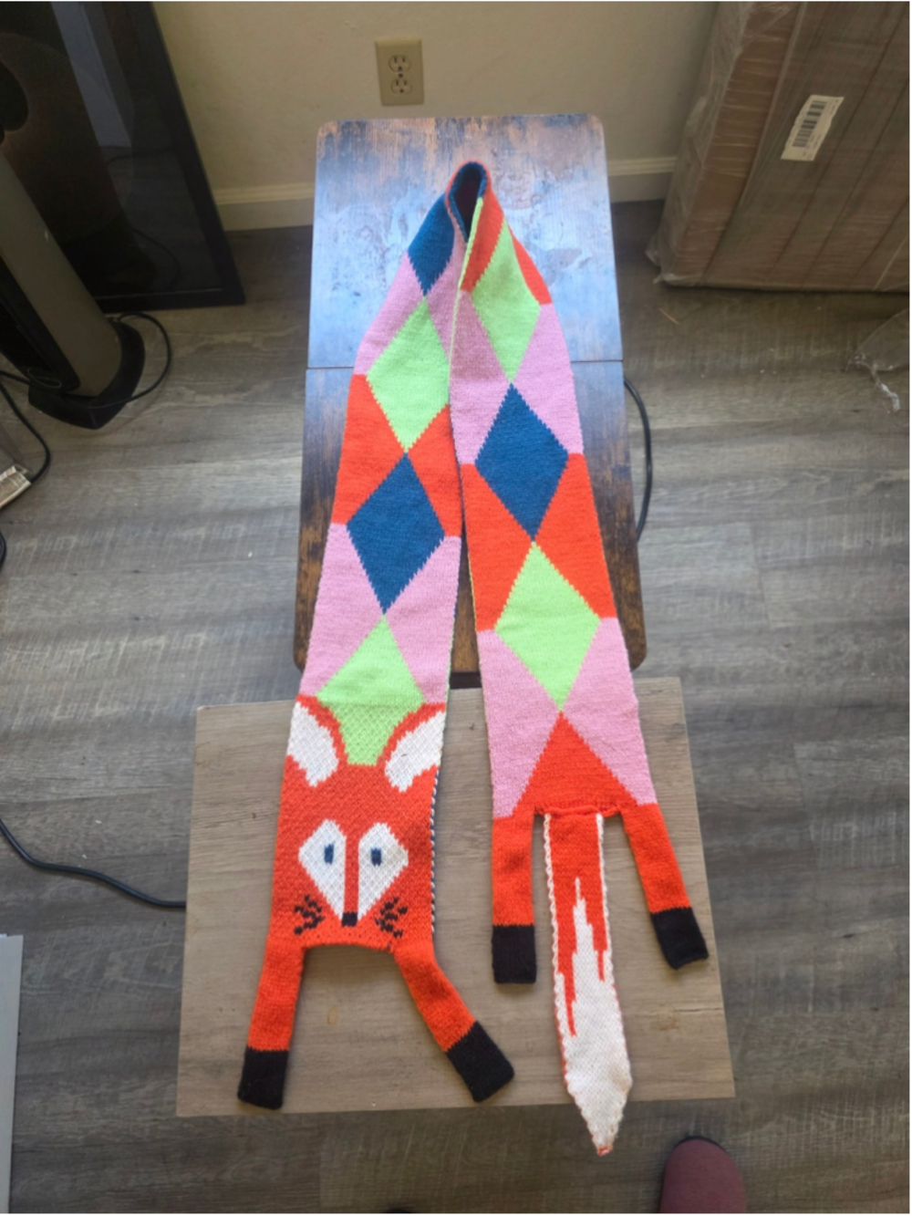 Women's Unbranded Fox Argyle Scarf One Size Orange Pink